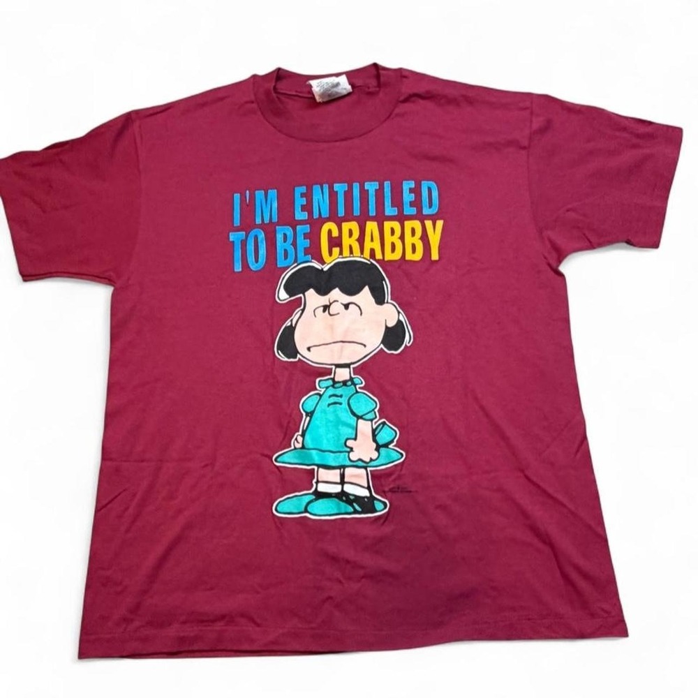 Vintage Peanuts "I'm Entitled to be Crabby" funny graphic tshirt size large